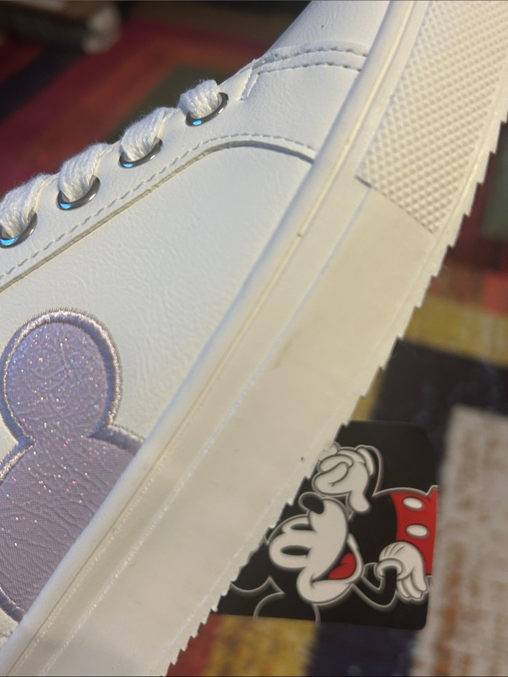 Disney White Women’s Sneakers with Lavender Mickey Accent - Picture 7 of 9